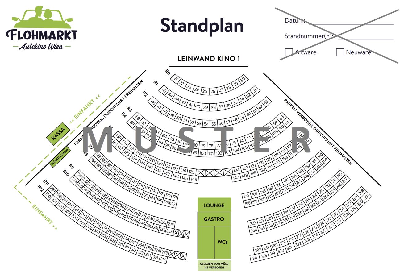 Standplatz Flohmarkt mieten - Übersicht Autokino